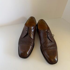 Salvatore Ferragamo Men’s Woven Brown Leather Oxfords Size 11.5